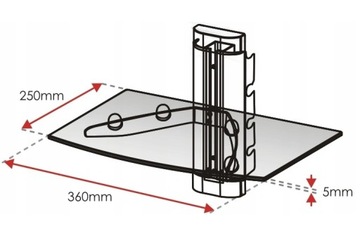 СТЕКЛЯННАЯ НАСТЕННАЯ ПОЛКА ДЛЯ ТВ для декодера, DVD