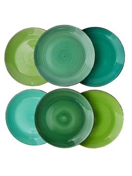 TALERZE OBIADOWY PŁASKIE 27CM DUŻE 6 SZTUK GREEN