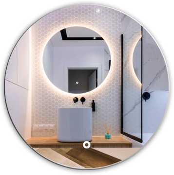 LUSTRO 80 cm OKRĄGŁE PODŚWIETLANE LED WŁĄCZNIK