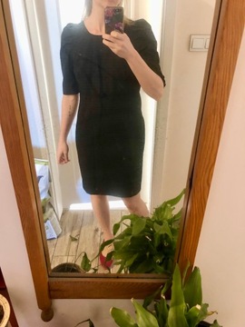 Simple sukienka M czarna elegancka wizytowa bufki