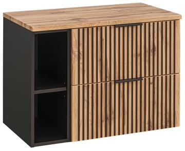 CZARNA WISZĄCA Szafka do Łazienki 80 cm Blat RYFLE