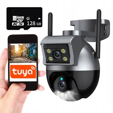 KAMERA PODWÓJNA OBROTOWA ZEWNĘTRZNA IP WIFI 4MPX TUYA SMART PO POLSKU 128GB