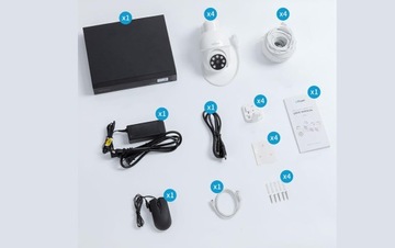 НАБОР ДЛЯ МОНИТОРИНГА WiFi 5MPx POE 2TB НАБОР 4 БЕСПРОВОДНЫХ КАМЕР ПРЕМИУМ
