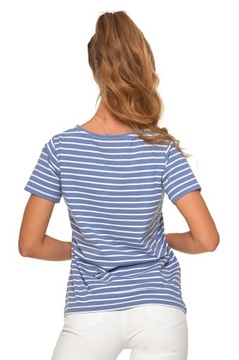 Bluzka Damska T-Shirt w Paski Klasyczna Koszulka na Krótki Rękaw MORAJ XL