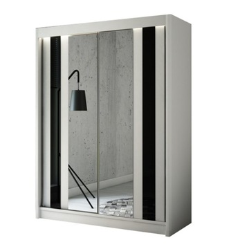 Szafa przesuwna 120cm Biała+Czarny Lacobel+ Lustro