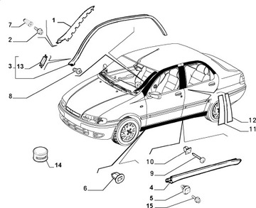 Fiat Siena Накладка на порог л левая Новый 2002-