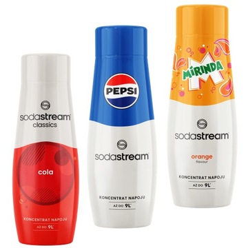SODASTREAM ZESTAW COLA + PEPSI + MIRINDA SYROP SMAKOWY Koncentrat do Wody
