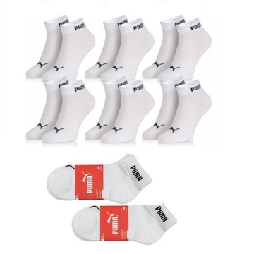 Skarpety PUMA QUARTER białe 6pack 43-46 oryginalne skarpetki zakostki 6par