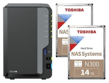 Synology DS224+ 6GB RAM + 2x 14TB Toshiba N300