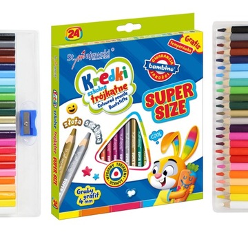 KREDKI TRÓJKĄTNE BAMBINO GRUBY GRAFIT 24 KOLORY