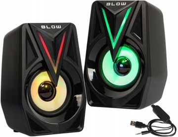 GŁOŚNIKI KOMPUTEROWE 2.0 PODŚWIETLENIE LED USB 8W