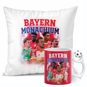 Zestaw Kubek Piłkarski + Poduszka Bayern Monachium Kane Musiala Sané