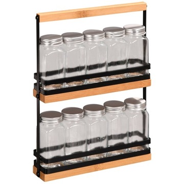 ORGANIZER NA PRZYPRAWY SZKLANE SŁOICZKI DO PRZYPRAW 10 szt 100 ml STOJAK