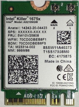 KARTA SIECIOWA WI-FI 6E INTEL KILLER 1675 2x2 AX+BT 5.2 No vPro