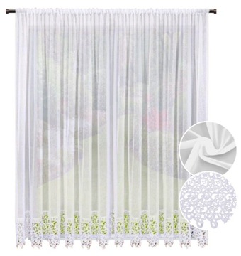 FIRANA GOTOWA 400x240 Z GIPIURĄ 20CM DEKORACYJNA KORONKA BIAŁA SALON POKÓJ