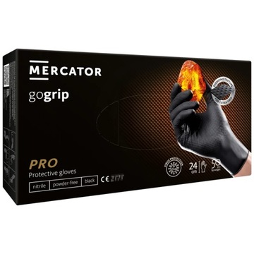 Rękawiczki rękawice nitrylowe czarne L 50 szt GoGrip black Mercator mocne