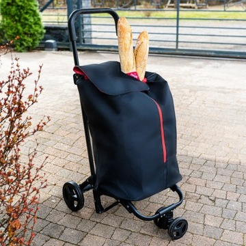 Wózek na zakupy pojemna torba na kółkach Gimi Twin czarny