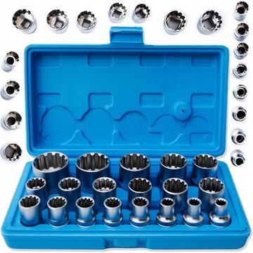 ZESTAW KLUCZY NASADKI SPLINE 8-32 KLUCZE 1/2 19el
