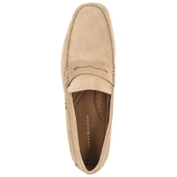 Buty Mokasyny Męskie Tommy Hilfiger Casual Suede Driver Beige Beżowe