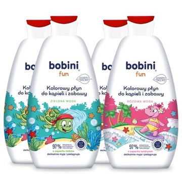 Bobini Fun Płyn do Kąpieli dla Dzieci Barwiący Wodę Super Piana Mix 4x500ml