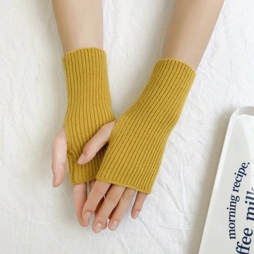 Fashion Half Finger Gloves for Women Winter Soft Warm Wool Knitting Arm