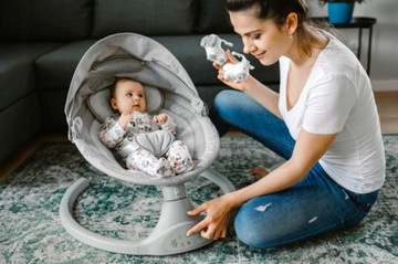 Электрическая качалка с пультом Kidwell LUXI 2в1 серый меланж