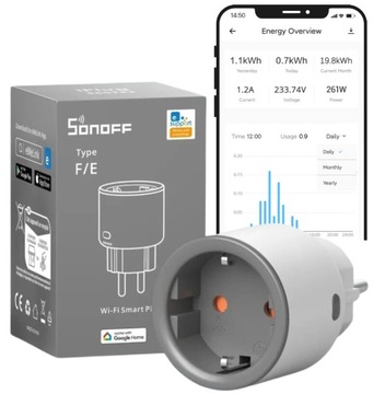 Sonoff S60 Gniazdko WiFi z Pomiarem Prądu 4000W Watomierz Licznik nowe S26