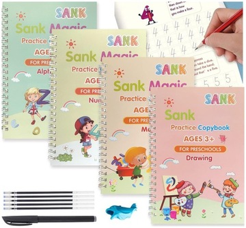 MAGICZNE KSIĄŻECZKI DO NAUKI PISANIA LITERY KALIGRAFIA ZESZYTY ĆWICZEŃ 4szt
