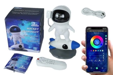 Lampka nocna LED_RGB_ Projekt Gwiazd Astronauta PILOT APLIKACJA wielokoloro