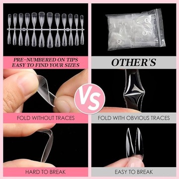 Stiletto CLEAR 432 полные кончики ногтей, 10 размеров