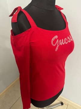 Guess sexi markowa damska bluzka r. M/L czerwona, cyrkonie, extra stan