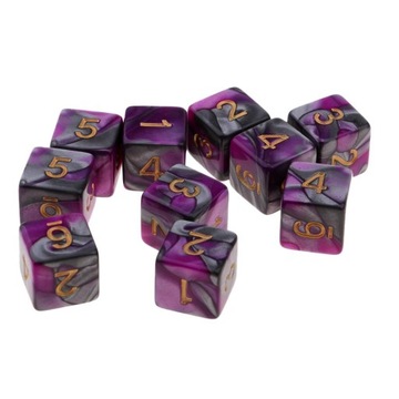 10PCS EDUCATIONAL GEOMETRIC D6 POLYHEDRAL NEW TEACHING Purple+Gray
