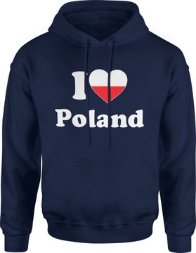 BLUZA POLSKA PATRIOTYCZNA I LOVE POLAND MĘSKA S Z KAPTUREM DRESOWA NADRUK