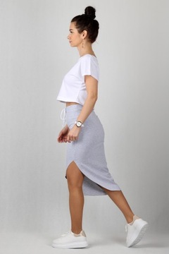 Юбка миди из хлопка S GREY ASYMMETRIC TUBE