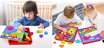 Развивающие головоломки, пуговицы, мозаика для детей, блоки Монтессори