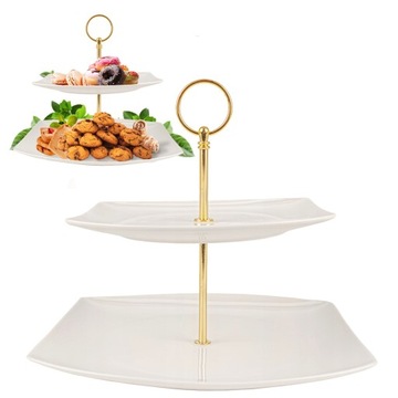 PATERA IZABELLA PIĘTROWA TRADYCYJNA NA TORT OWOCE PORCELANA 2 POZIOMY 26CM