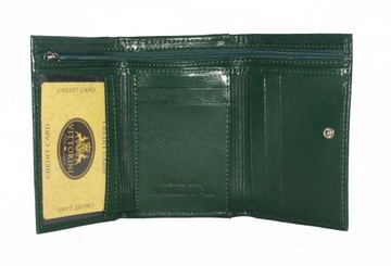 Vittorini damski skórzany portfel zatrzask zielony