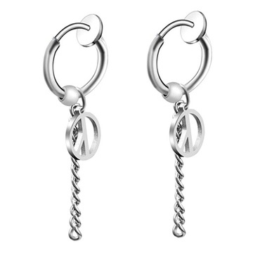 Długie wiszące kolczyki ze stali nierdzewnej Hip Hop Peace Hoop Studs Non Piecred
