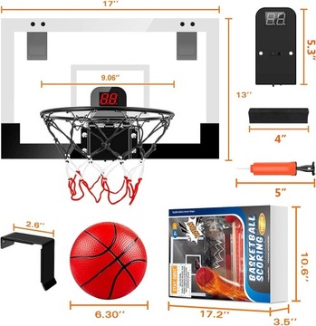 Мини-баскетбольный набор для подвесной двери + звуковой счетчик 3xBall