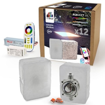 12x LedBruk Świecąca Kostka Brukowa 14x10 RGB+CCT