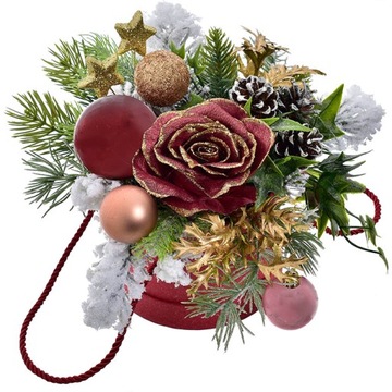 STROIK ŚWIĄTECZNY NA STÓŁ FLOWER BOX BOŻE NARODZENIE KOMPOZYCJA ŚWIERK GŁÓG