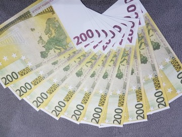 Банкноты 200 ЕВРО для развлечения и обучения, упаковка 100 штук + БЕСПЛАТНО