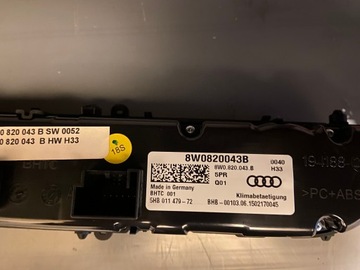 8W0820043B PANEL KLIMATIZACE PŘEDNÍ AUDI A4 A5 Q5