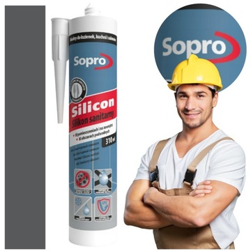 Silikon Sanitarny SOPRO Uniwersalny Grzybobójczy 310ml antracyt 66