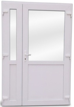 DRZWI ZEWNĘTRZNE PCV BIAŁE 180x210 DWUSKRZYDŁOWE MOCNE GRUBE Z SZYBĄ