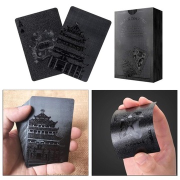 4xCreative Водонепроницаемые черные пластиковые игральные карты Покер Карточные игры 4 шт.