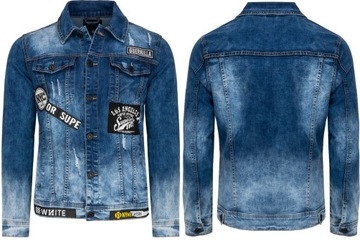 KATANA MĘSKA JEANS NIEBIESKA PRZETARCIA NASZYWKI S