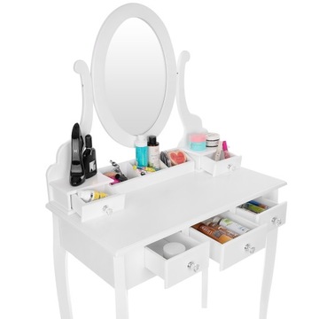 TOALETKA KOSMETYCZNA z LUSTREM BIAŁA + TABORET