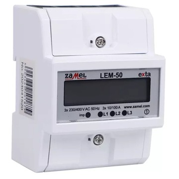 Licznik podlicznik energii elektrycznej 3 fazowy 100A LEM-50 LCD Zamel
