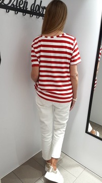 COCOMORE T- shirt Bluzka w Paski z Sercem Czerwony + Biały 40/L NEW